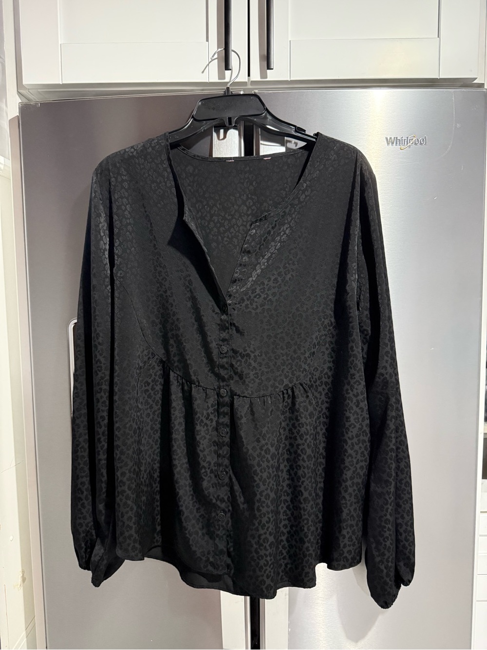 Lilly Pulitzer Black Leopard-Print Satin Blouse